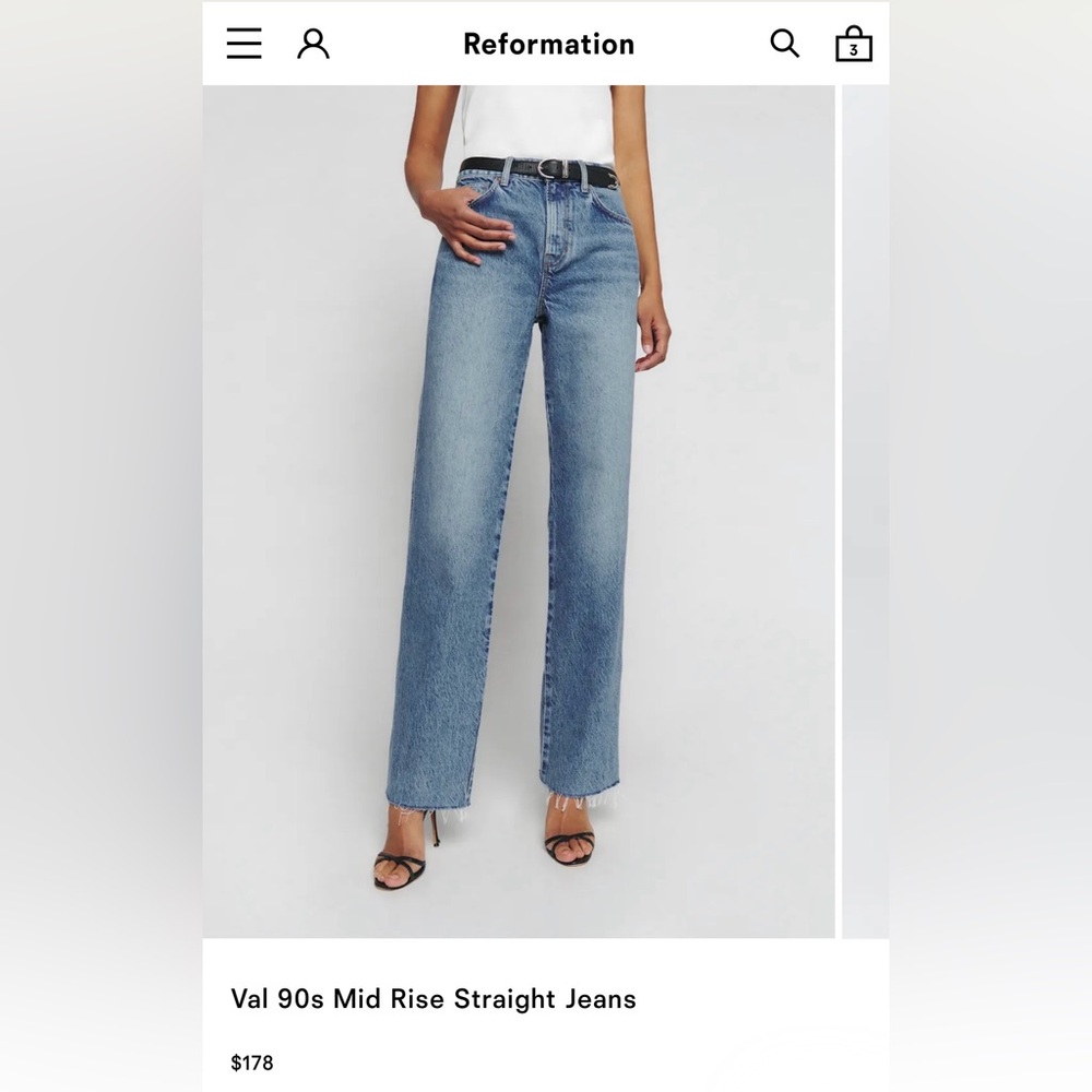 Reformation Val 90s Mid Rise Straight Jeans - Light Blue